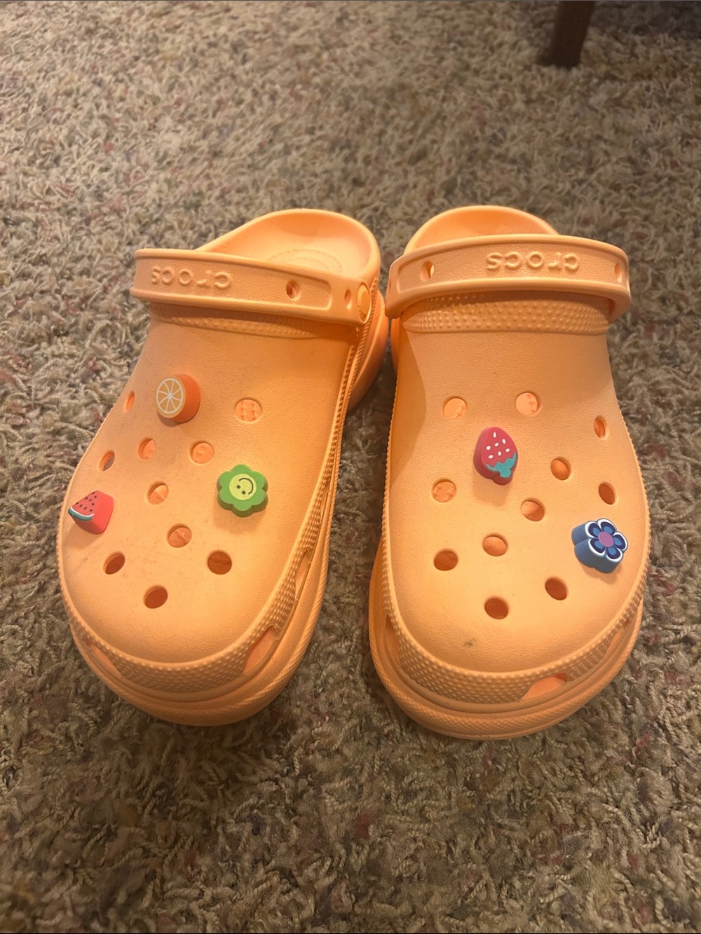 CROCS Platform Lightweight Orange Clogs with Fun Charms